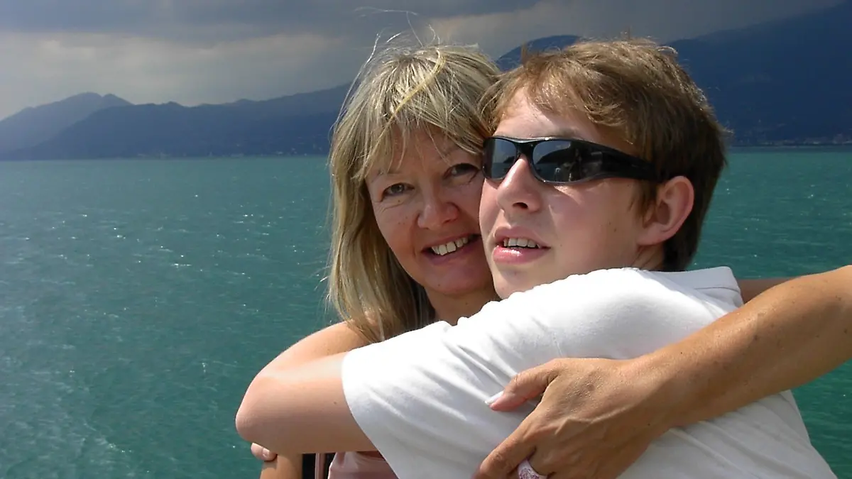 Burkhards Kress Frau mit Sohn Damian. 