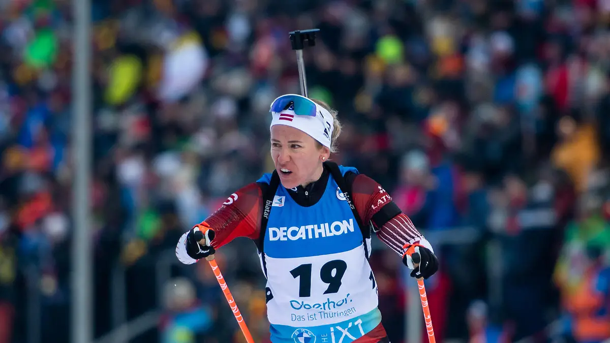 Baiba Bendika (Lettland, #19), GER, BMW IBU Biathlon Weltmeisterschaft Oberhof, 7,5 km Sprint Frauen, 10.02.2023, Saison 2022/2023 Foto: Eibner-Pressefoto/Michael Memmler