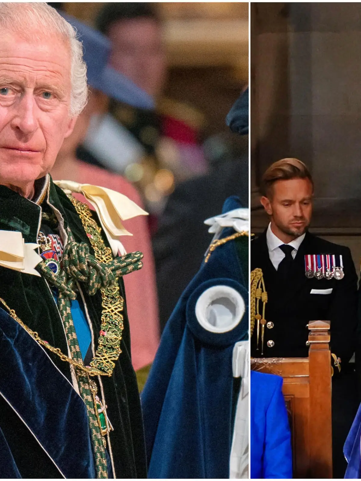König Charles III. und die drei Equerries, die ihm quasi die Show gestohlen haben