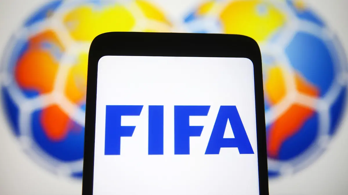 October 15, 2021, Ukraine: In this photo illustration, FIFA logo is seen on a smartphone screen. (Credit Image: © Pavlo Gonchar/SOPA Images via ZUMA Press Wire