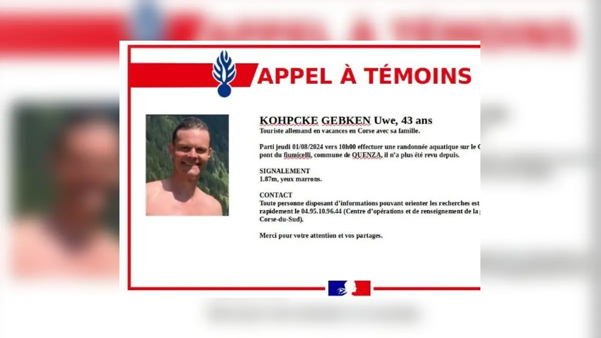 Die französische Polizei bat die Öffentlichkeit bei der Suche nach Uwe Köpcke um Unterstützung. Bisher ohne konkretes Ergebnis. 