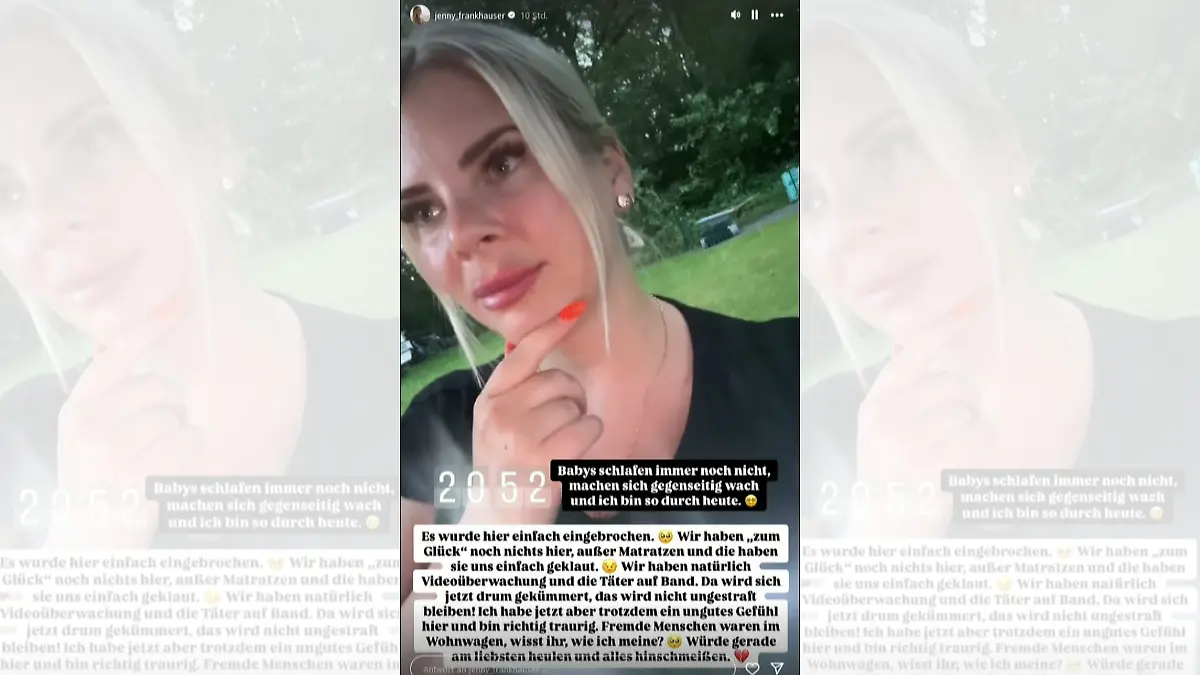 In ihrer Instagram-Story schildert Jenny Frankhauser den Einbruch.
