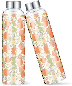 Trinkflaschen aus Glas mit Blumen (550 ml)