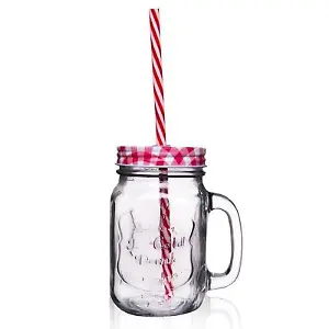 Trinkbecher mit Deckel und Strohhalm (450 ml)