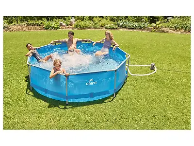 Crivit-Pool mit Metallrahmen, Ø 300 x 76 Zentimeter mit Filterpumpe