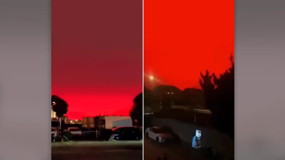 Der Himmel über Zhoushan verfärbte sich blutrot.