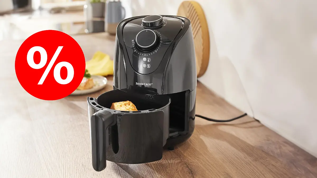 Heißluftfritteuse von Silvercrest mit Rabattzeichen