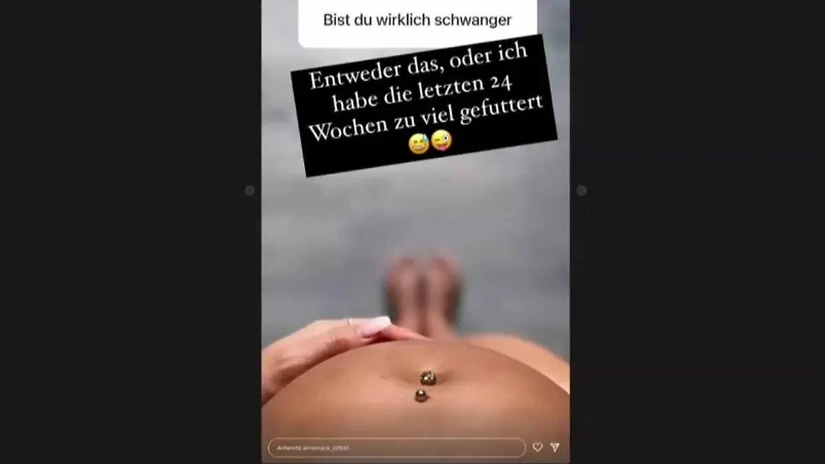 Annemarie teilt ein "Beweisfoto" von ihrer Schwangerschaft auf Instagram.