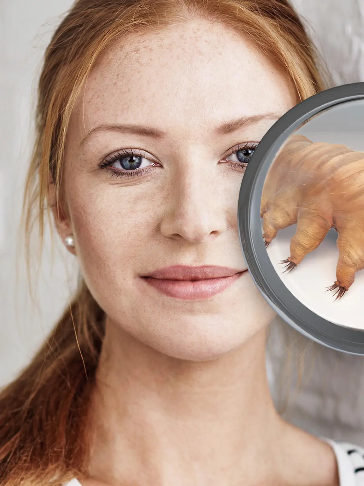 Demodex-Milbe unter Lupe