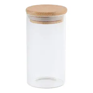 Glasbehälter mit Bambusdeckel (fünf Stück)