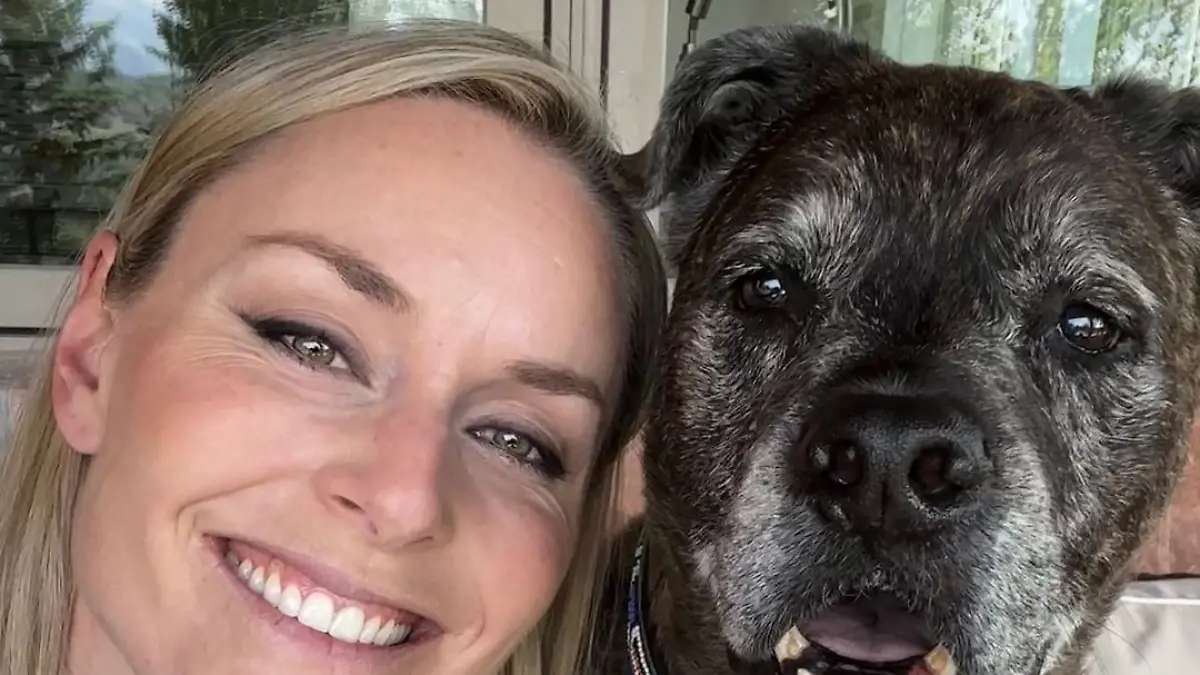 Lindsey Vonn und ihr Hund Leo.