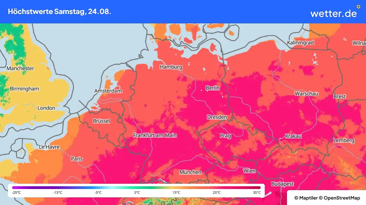 Die Hitze aus Südeuropa wird durch den stürmischen Wind wieder nach Deutschland gepeitscht.