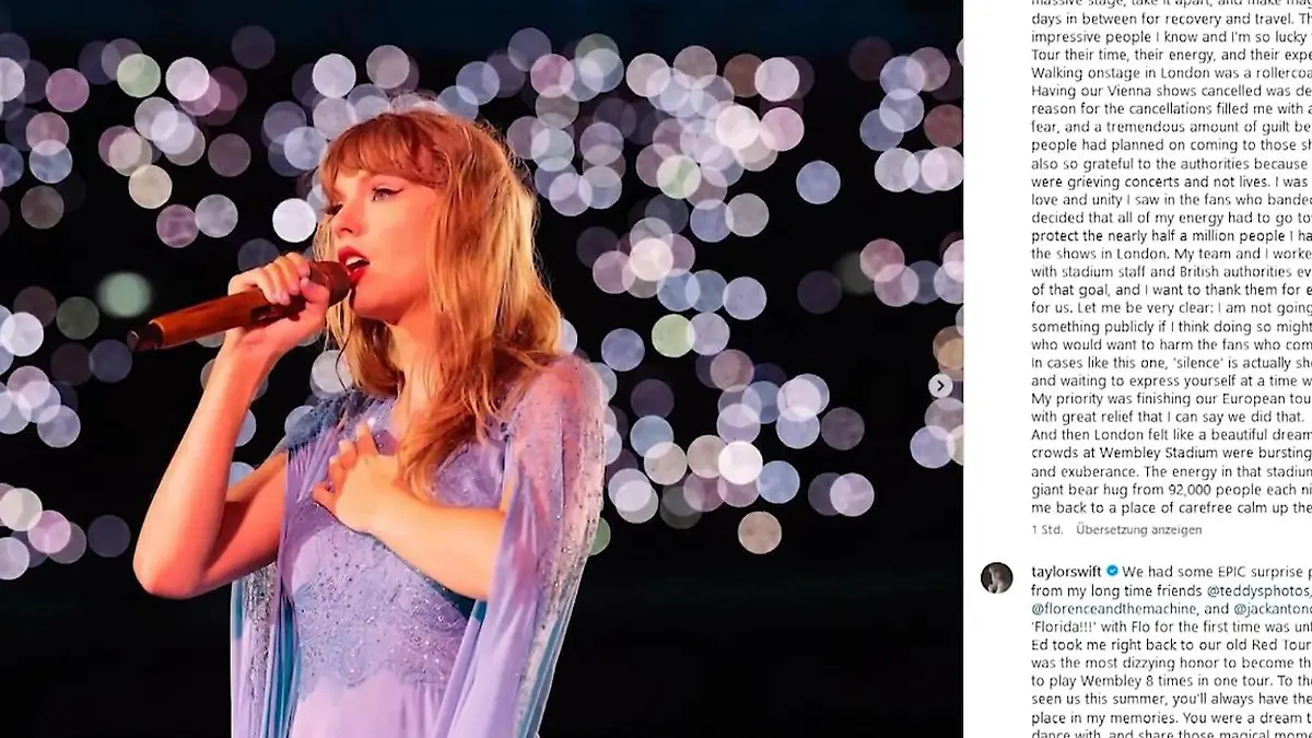 Taylor Swift meldet sich nach Wiener Terror-Gefahr zu Wort Der Grund für ihr Schweigen