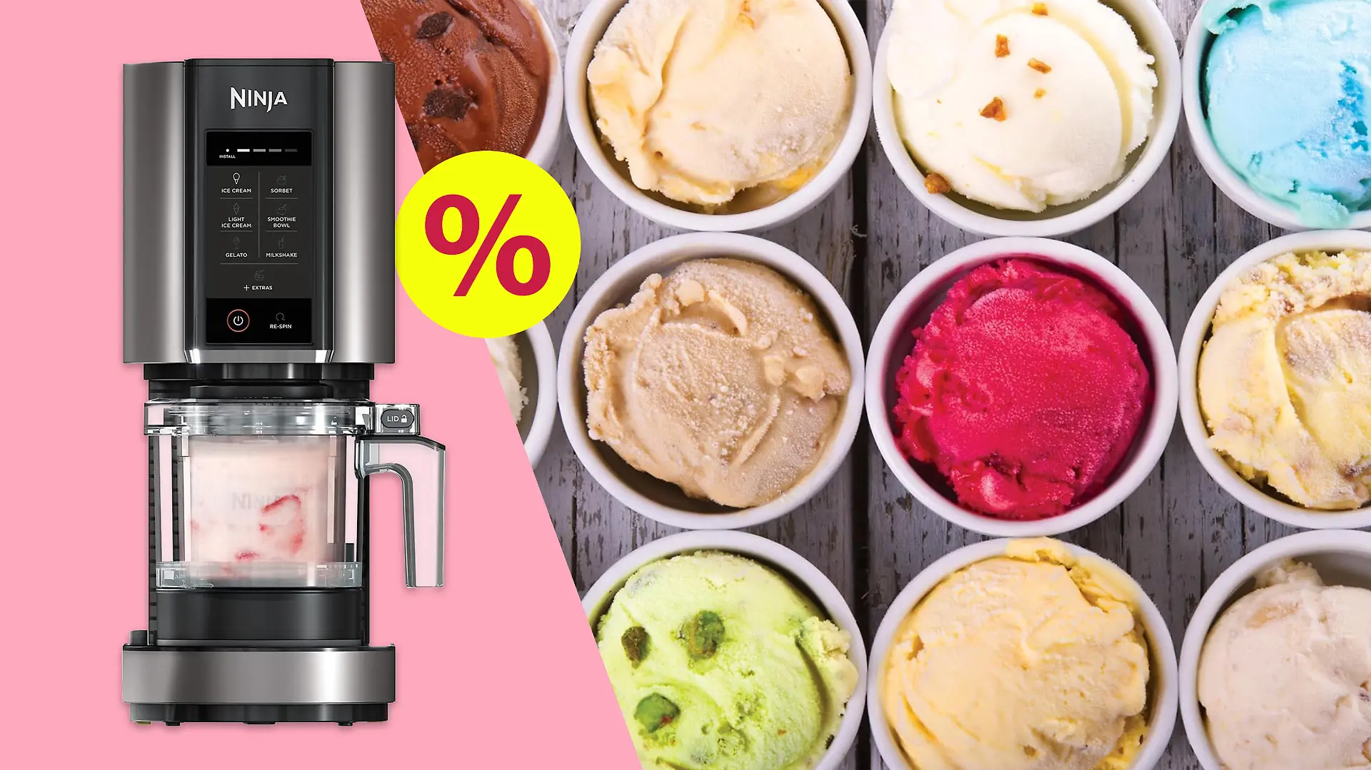 Ninja Creami mit verschiedenen Eissorten