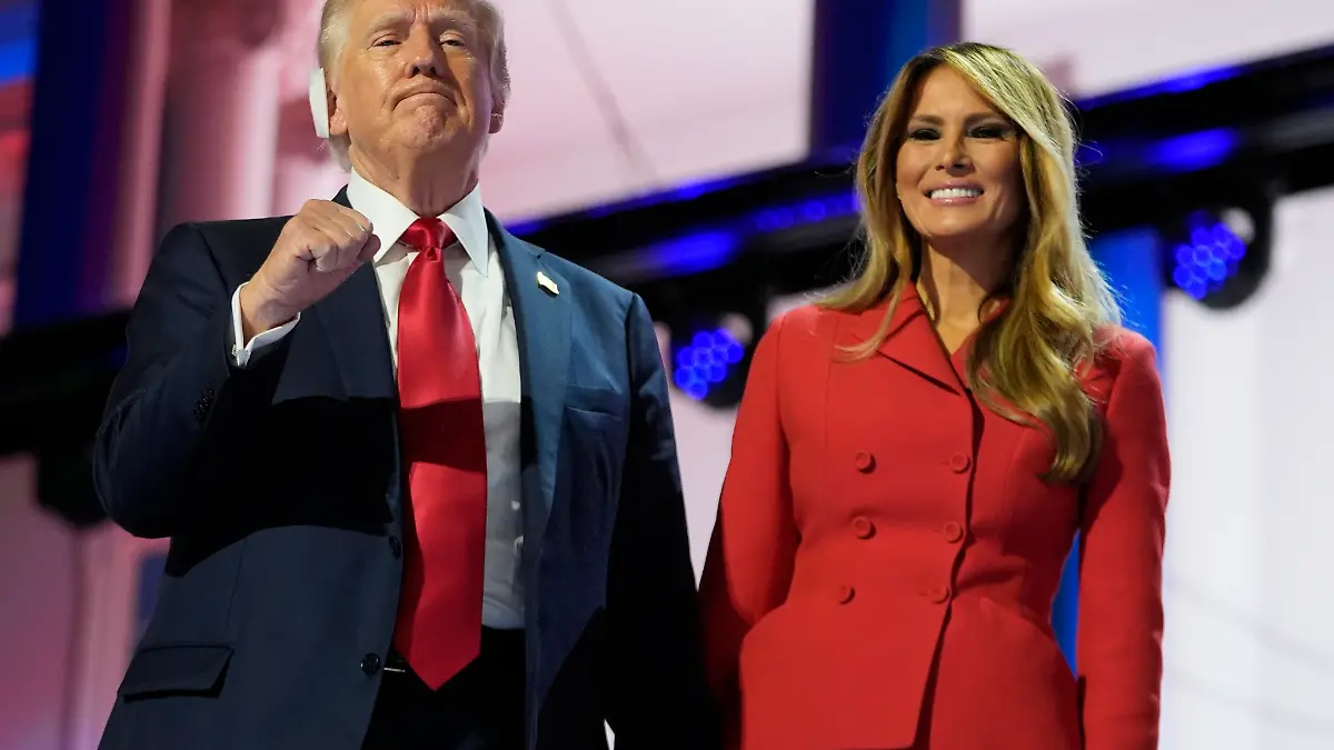 Republican presidential candidate former President Donald Trump and Melania Trump during the final day of the Republican National Convention Thursday, July 18, 2024, in Milwaukee.