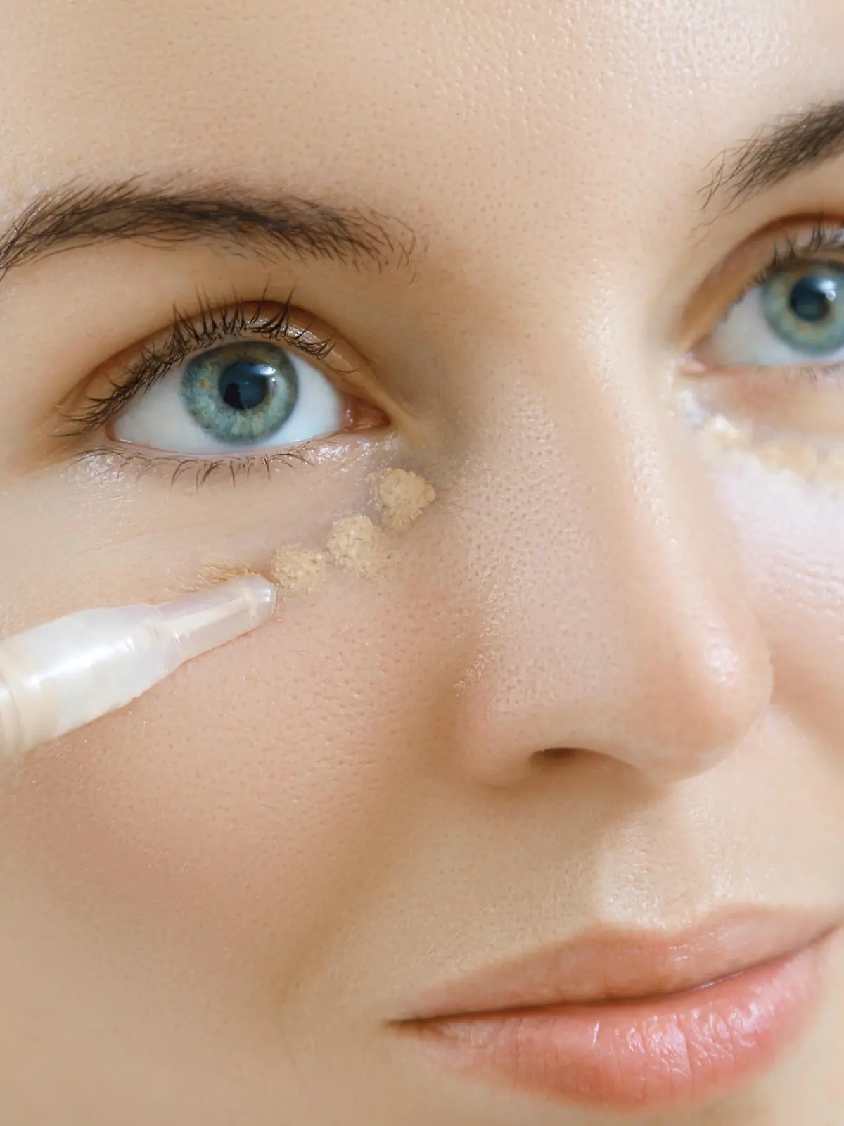 Woman using concealer for under eye circles