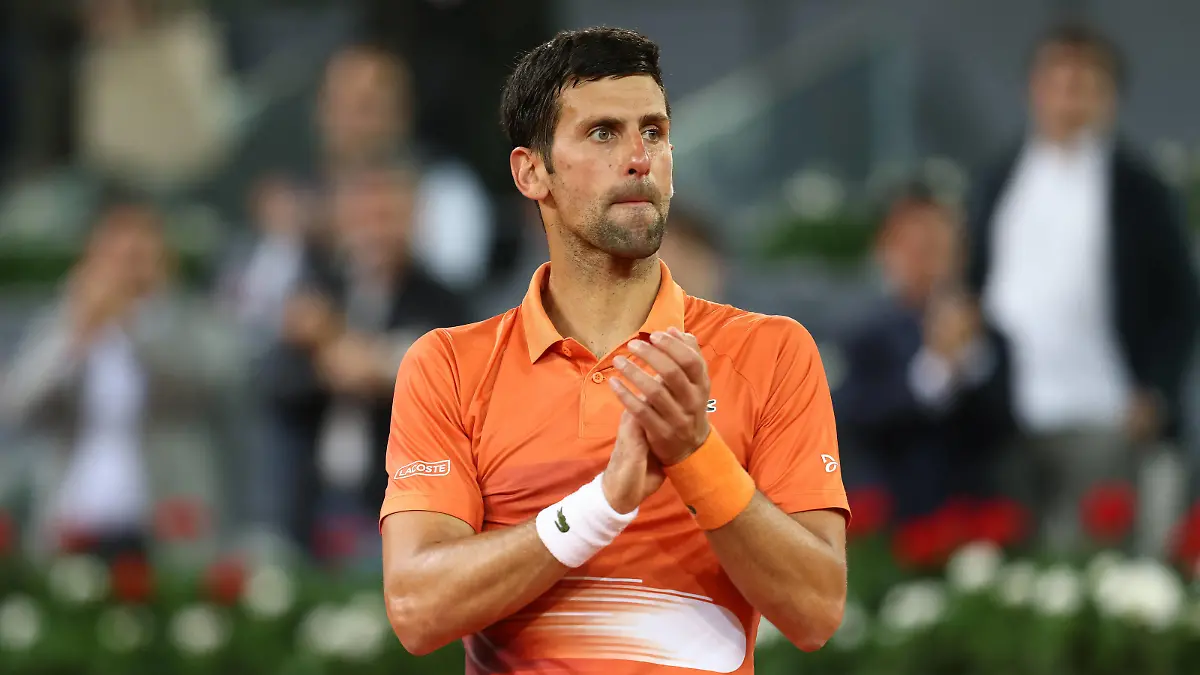 May 3, 2022, MADRID, MADRID, SPAIN: Novak Djokovic of Serbia in action against Gael Monfils of France during the Mutua Madrid Open 2022 celebrated at La Caja Magica on May 03, 2022, in Madrid, Spain. MADRID SPAIN - ZUMAa181 20220503_zaa_a181_297 Copyright: xOscarxJ.xBarrosox