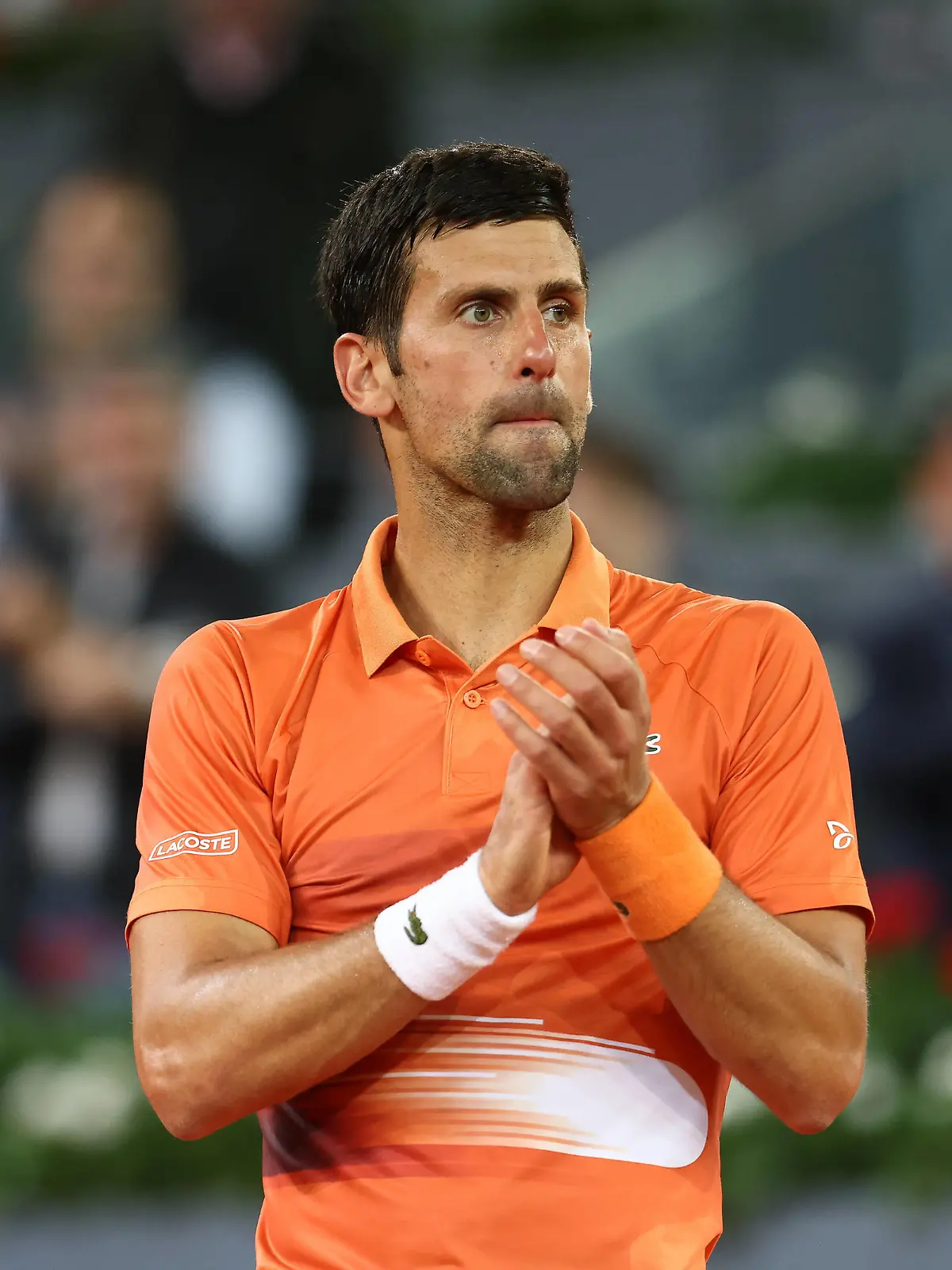  May 3, 2022, MADRID, MADRID, SPAIN: Novak Djokovic of Serbia in action against Gael Monfils of France during the Mutua Madrid Open 2022 celebrated at La Caja Magica on May 03, 2022, in Madrid, Spain. MADRID SPAIN - ZUMAa181 20220503_zaa_a181_297 Copyright: xOscarxJ.xBarrosox