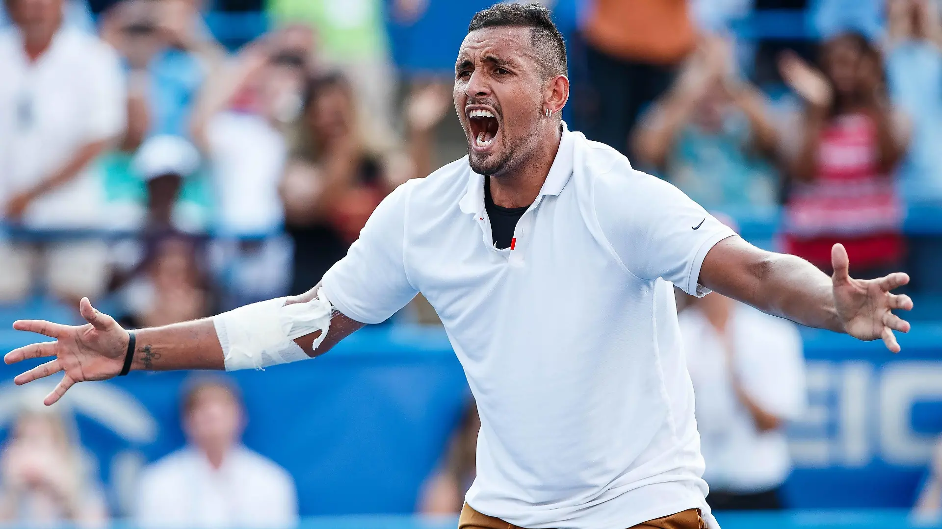 WASHINGTON D.C. , AUGUST 04: NICK KYRGIOS (AUS) during men s singles finals match of the 2019 Citi Open on August 4 ,2019 at Rock Creek Park Tennis Center in Washington D.C. (Photo by Chaz Niell/Icon Sportswire) TENNIS: AUG 04 Citi Open PUBLICATIONxINxGERxSUIxAUTxHUNxRUSxSWExNORxDENxONLY Icon1908047147