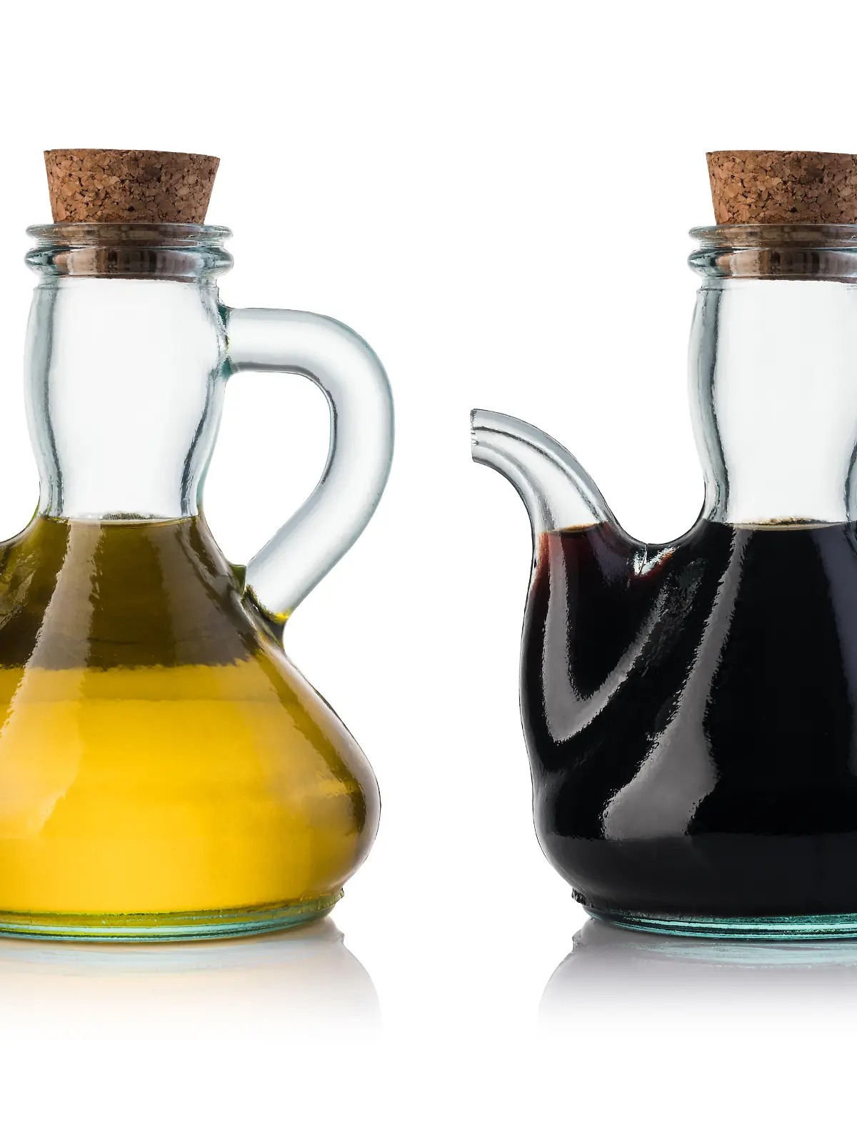 Olive oil and balsamic vinegar isolated on white background