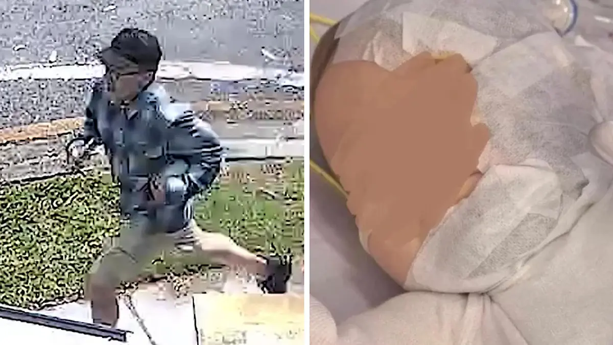 Man pours boiling hot coffee over infant. Surveillance camera captures his escape!