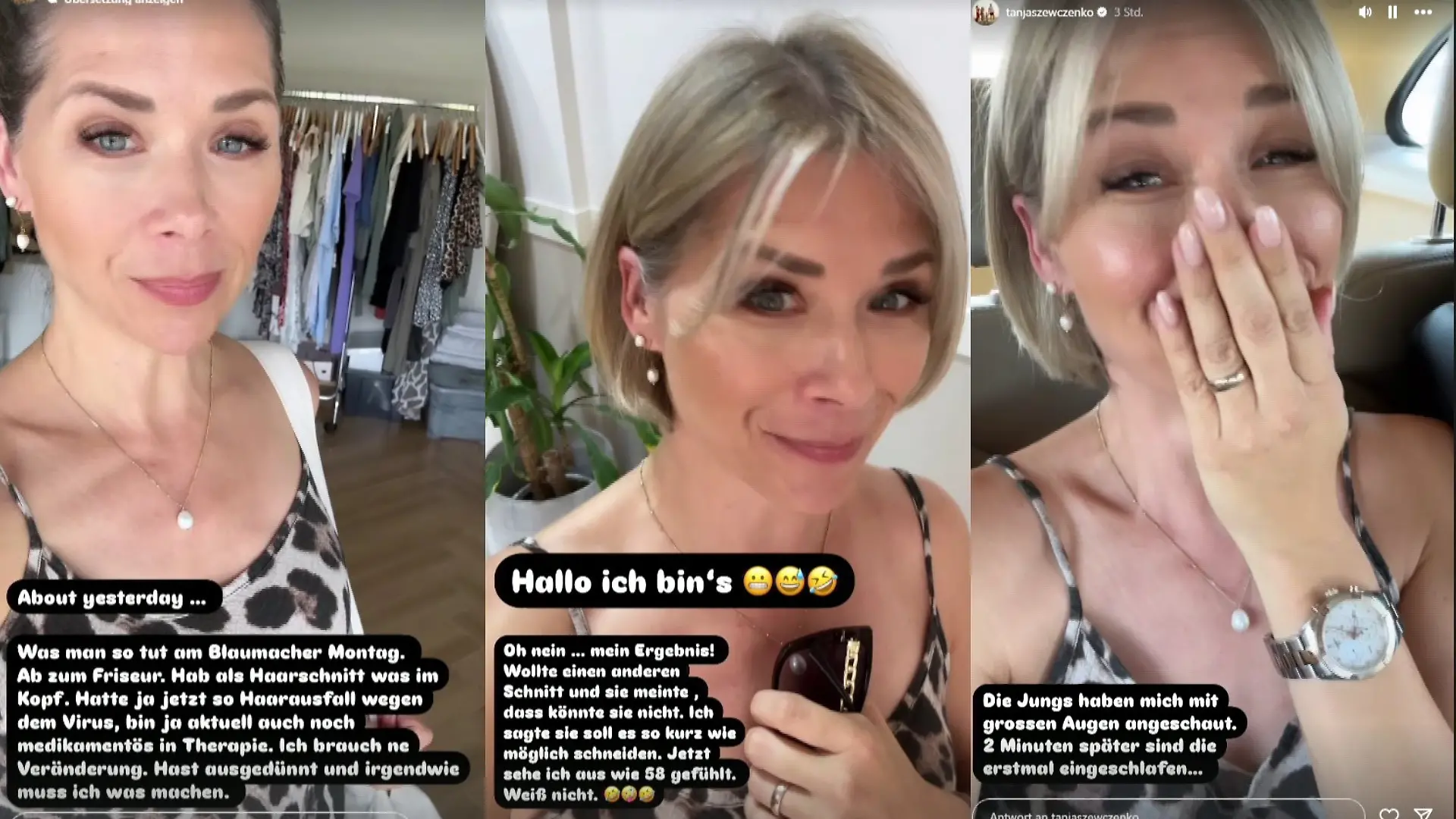 Tanja Szewczenko ist unglücklich mit ihrem neuen Haarschnitt.