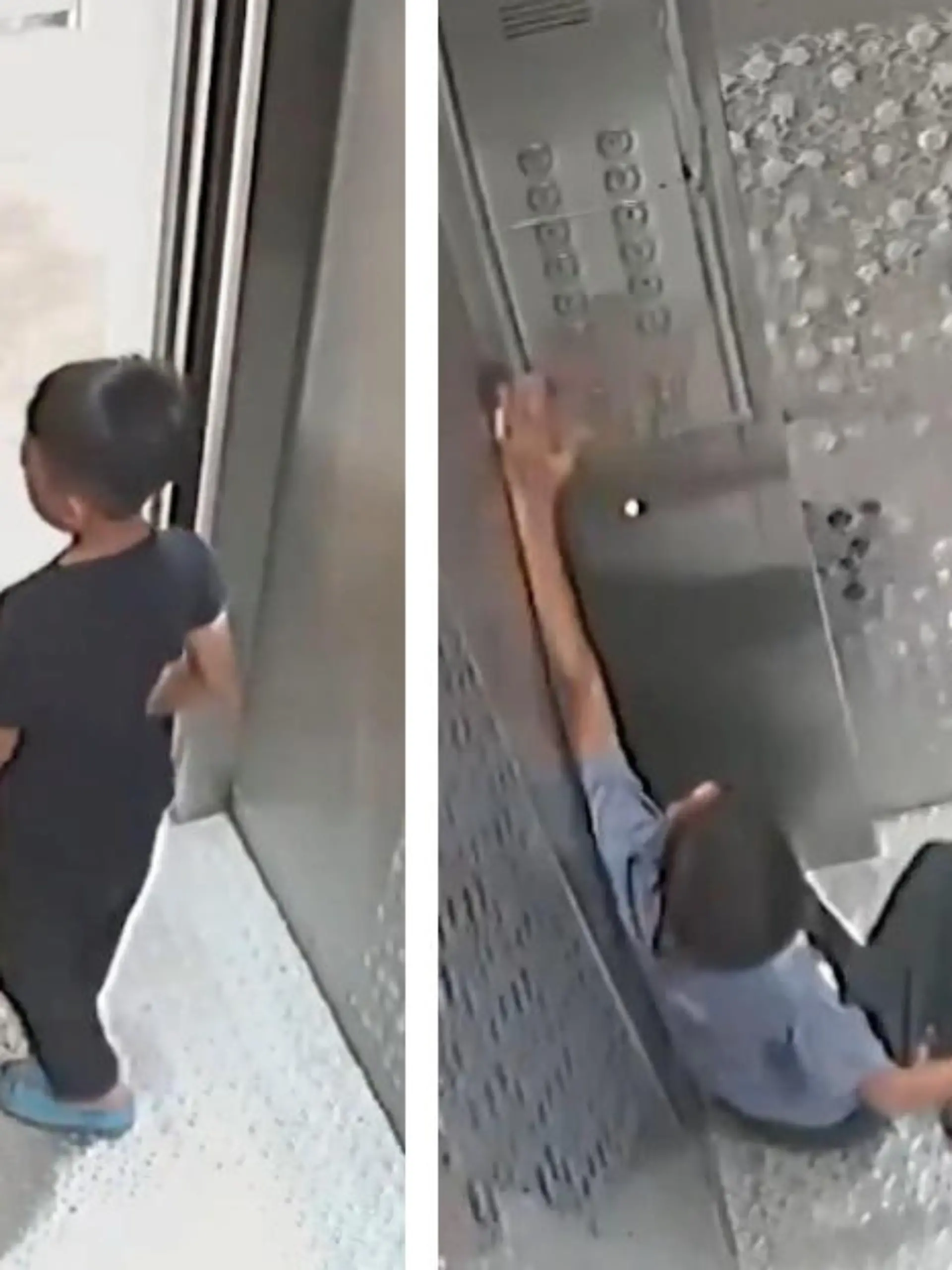 Auf Malaysia stecken diese zwei Jungs 9 Stunden lang in einem Aufzug fest. Die Beiden albern herum und einer der Jungs steckt seinen Schuh in die Aufzugtür. Doch plötzlich werden sie nach hinten geschleudert und die Tür will sich nicht mehr öffnen.
