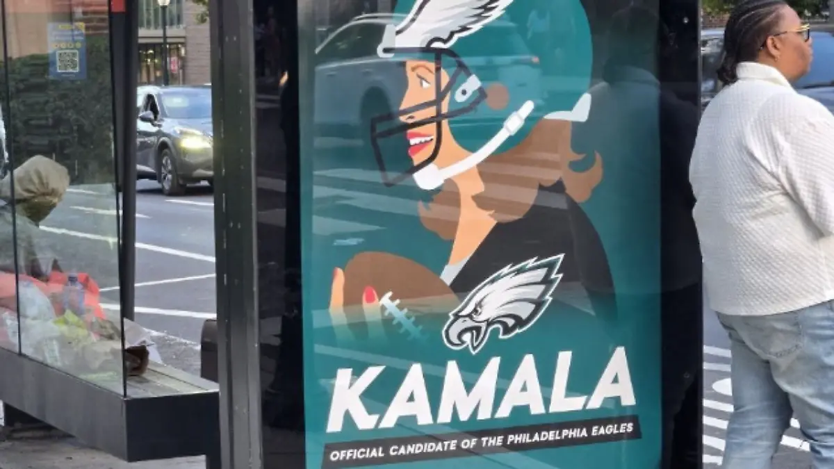 US-Politikerin Kamala Harris auf einem Fake-Plakat der Eagles