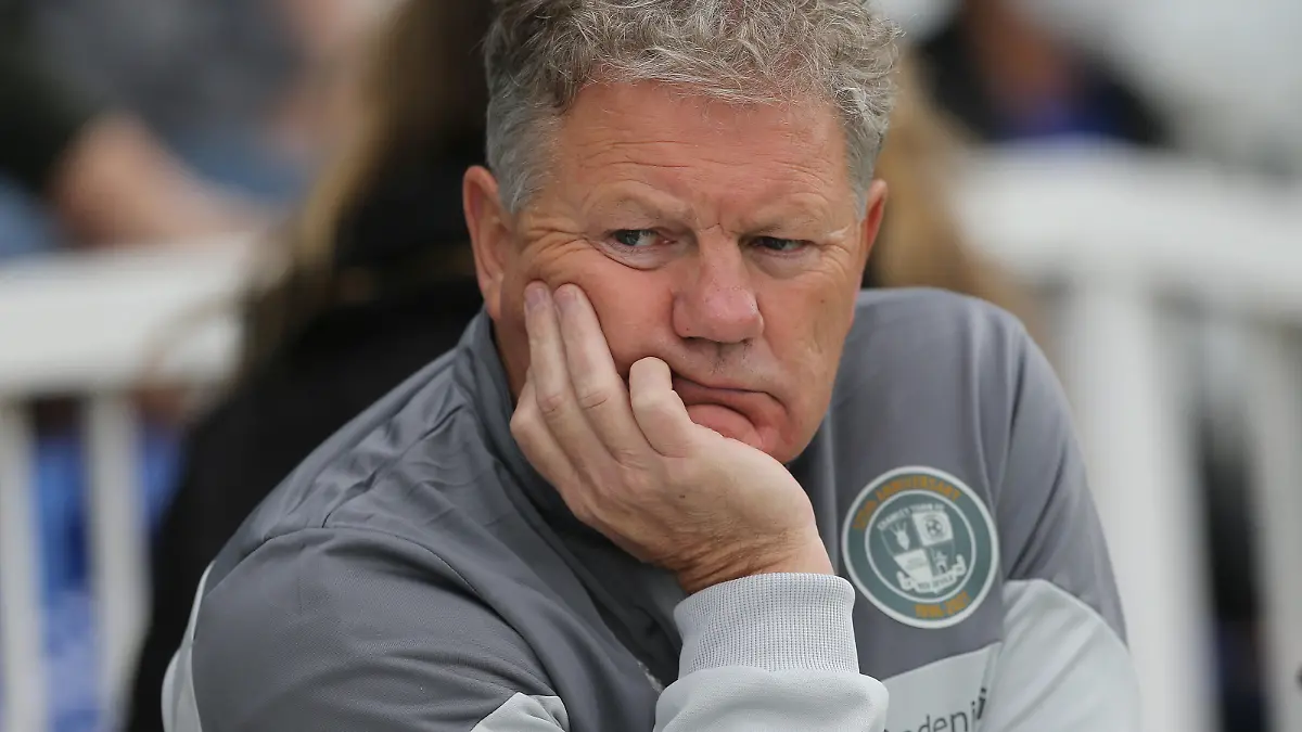 Crawley Town manager John Yems during the Sky Bet League 2 match between Hartlepool United and Crawley Town at Victoria Park, Hartlepool, England on 7th August 2021. (Photo by Mark Fletcher/MI News/NurPhoto)