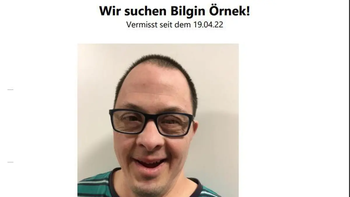 Flyer mit Vermisstenanzeige von Bilgin Örnek
