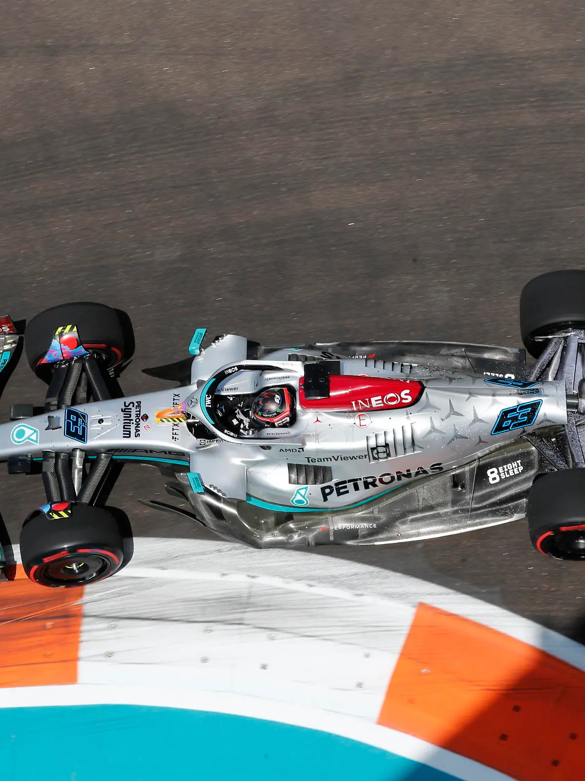  Formula 1 2022: Miami GP MIAMI INTERNATIONAL AUTODROME, UNITED STATES OF AMERICA - MAY 06: George Russell, Mercedes W13 during the Miami GP at Miami International Autodrome on Friday May 06, 2022 in Miami, United States of America. Photo by Steven Tee / LAT Images Images PUBLICATIONxINxGERxSUIxAUTxHUNxONLY GP2205_133701_2ST3009