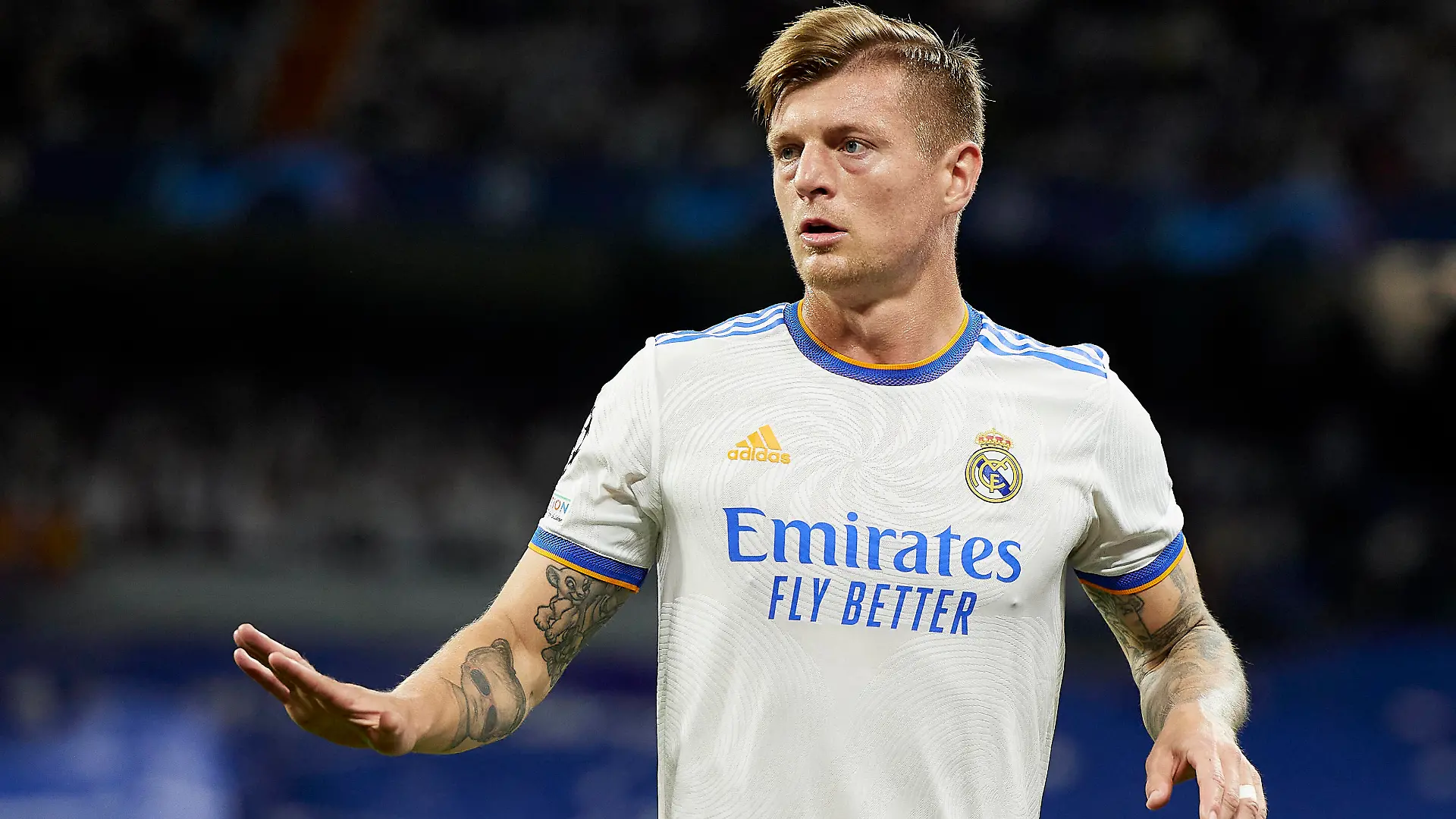  ESP: Real Madrid - Manchester City. UEFA Champions League. Semifinals. Toni Kroos of Real Madrid during the UEFA Champions League match between Real Madrid and Mancheaster City played at Santiago Bernabeu Stadium on May 4, 2021 in Madrid Spain. kpng Copyright: xRubenxAlbarranx/xPRESSINPHOTOx RA_220504_030