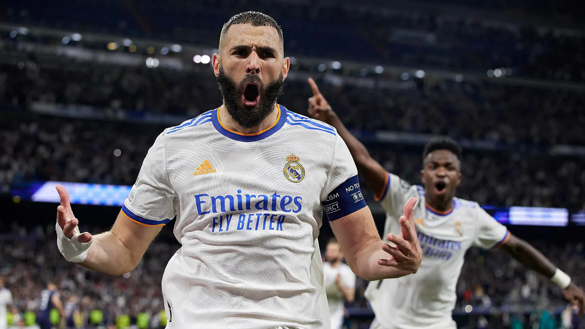  ESP: Real Madrid - Manchester City. UEFA Champions League. Semifinals. Karim Benzema of Real Madrid during the UEFA Champions League match between Real Madrid and Mancheaster City played at Santiago Bernabeu Stadium on May 4, 2021 in Madrid Spain. kpng Copyright: xRubenxAlbarranx/xPRESSINPHOTOx RA_220504_073