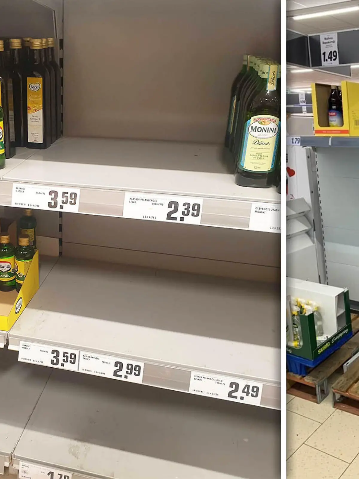 Speiseöl in vielen Supermärkten ausverkauft.