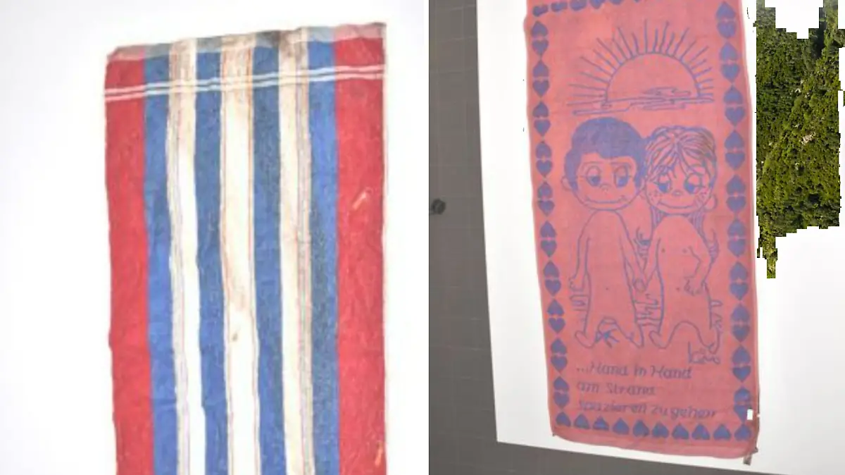 Zwei Handtücher in einer Fotocollage. 