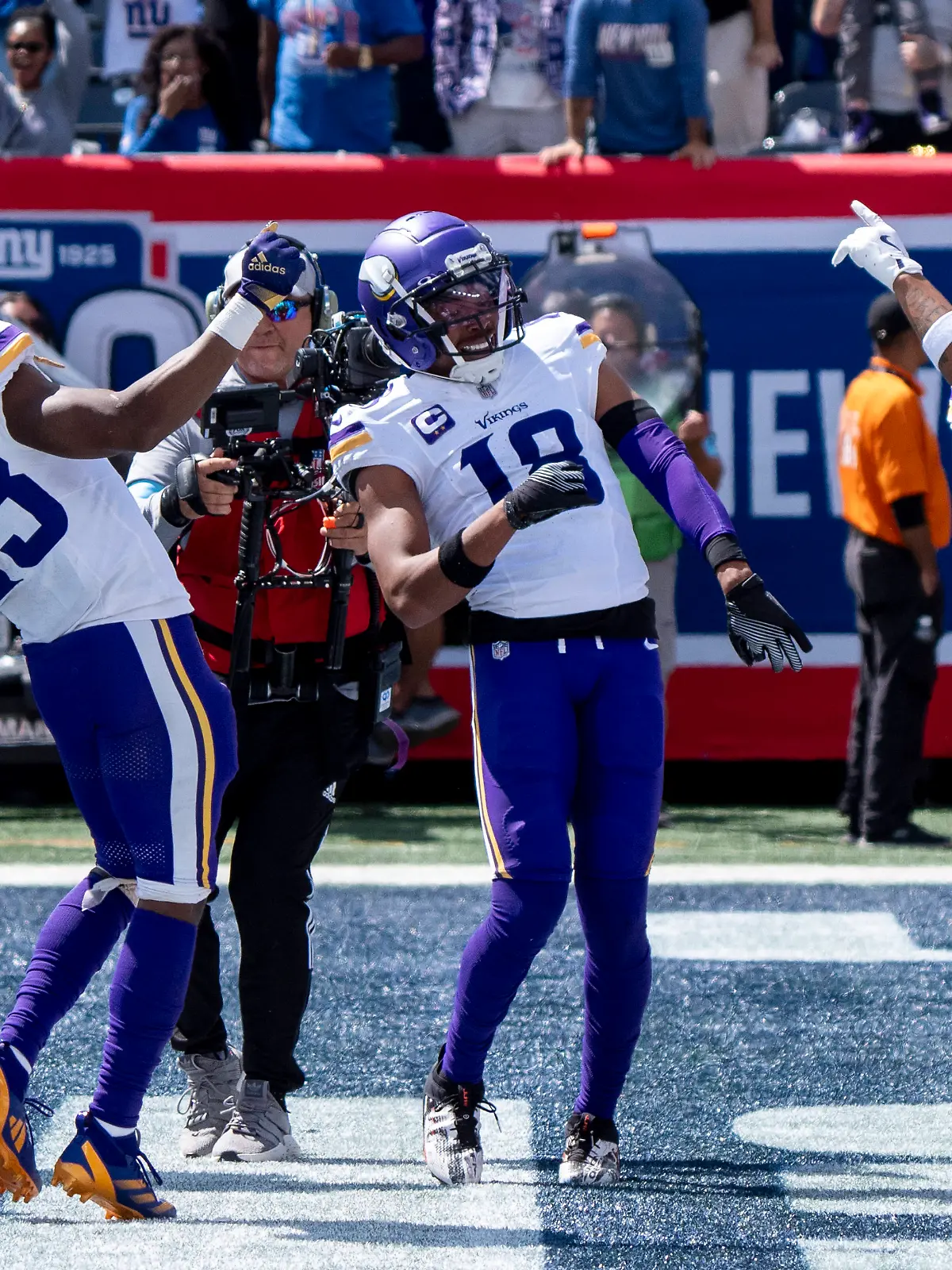 Minnesota Vikings jubeln nach Touchdown gegen die Giants