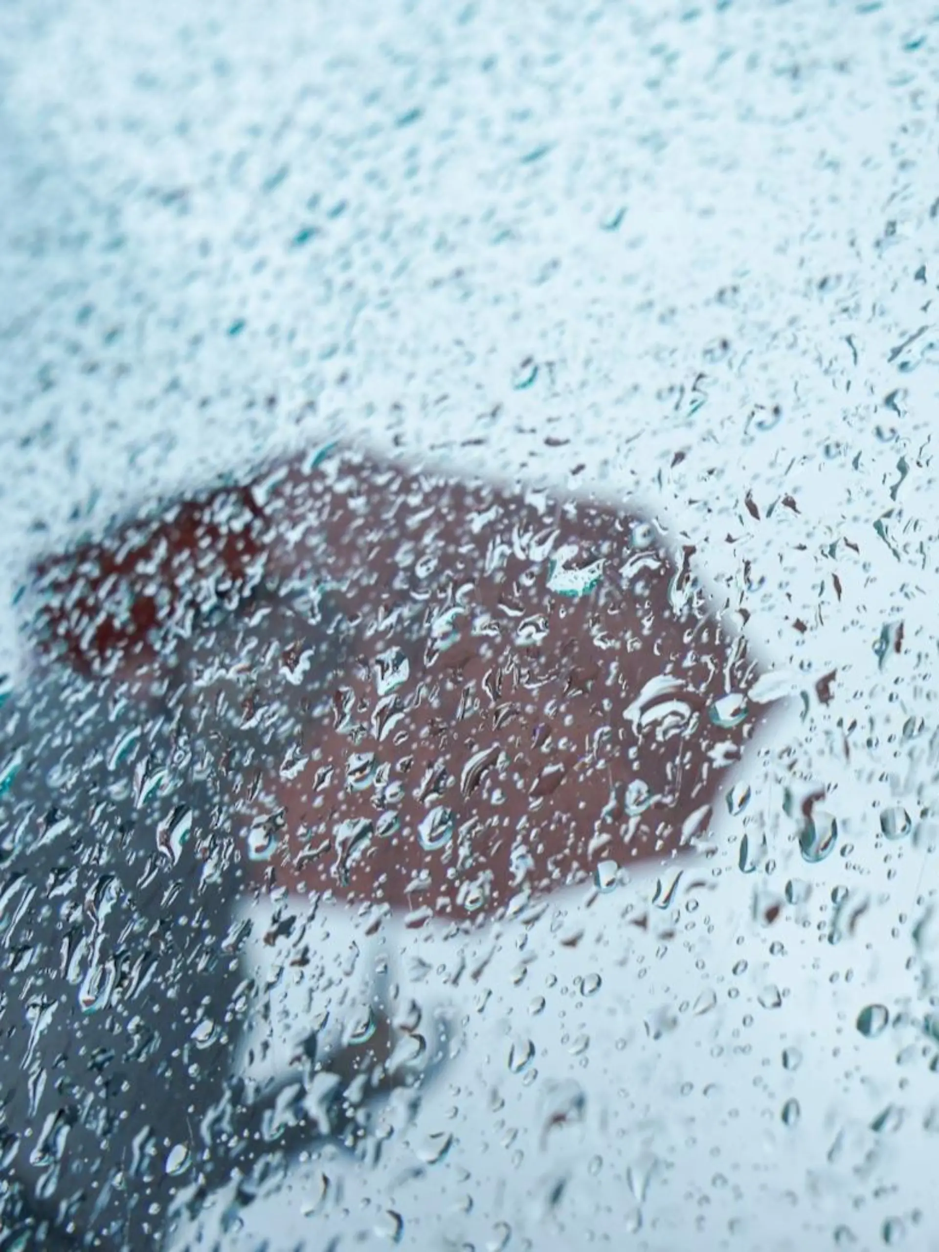 07.10.2023, Hamburg: Eine Passantin geht mit ihrem Regenschirm an einer Scheibe mit Regentropfen in der Innenstadt vorbei. Für heute sind weitere Regenschauer vorhergesagt. Foto: Marcus Brandt/dpa +++ dpa-Bildfunk +++