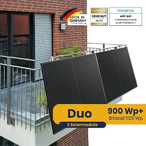 Kleines Kraftwerk Duo Gitterbalkon Komplettpaket (900Wp+) Bifazial