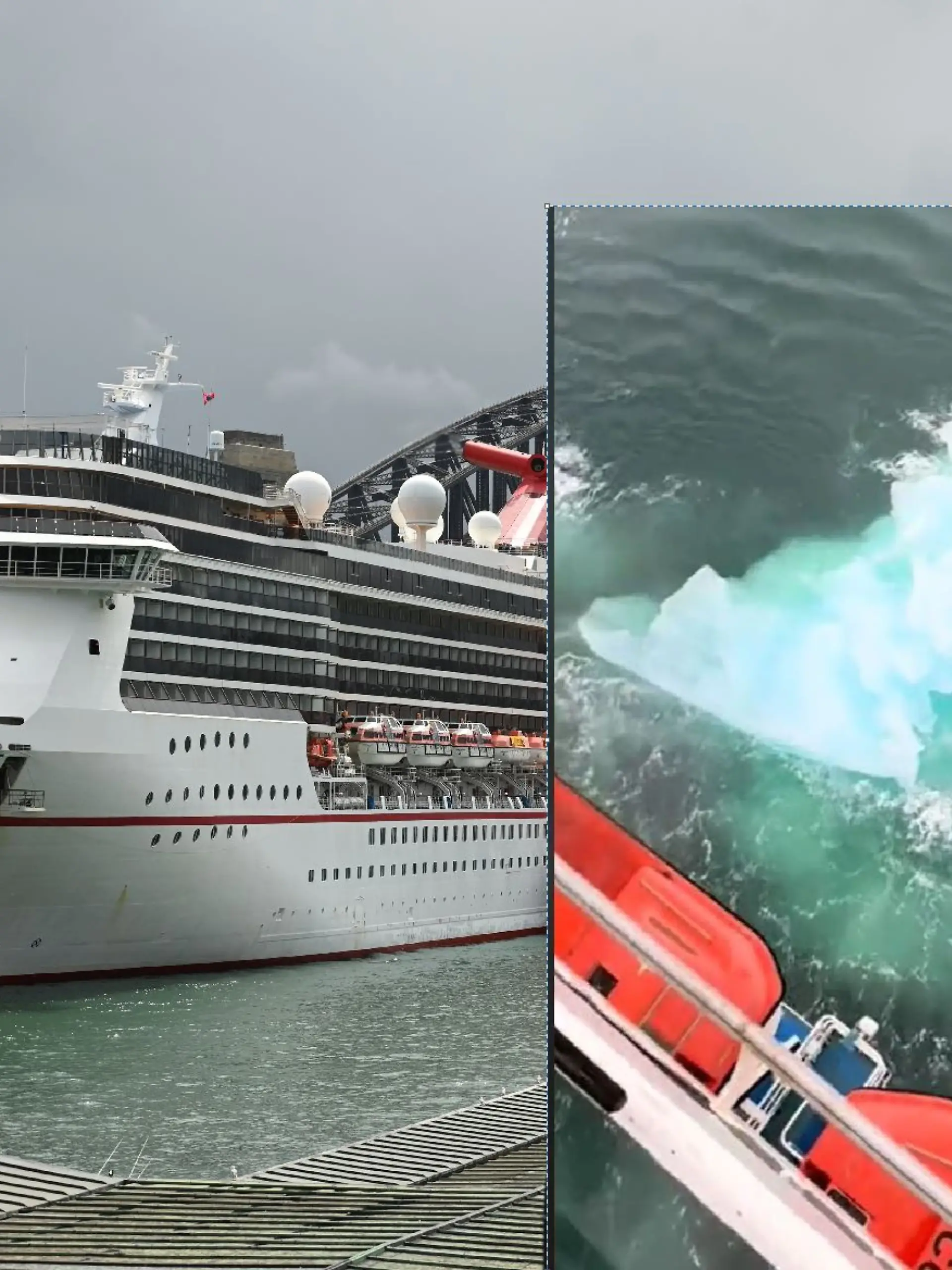 Passagiere auf der „Carnival Spirit” fotografieren den Eisberg.