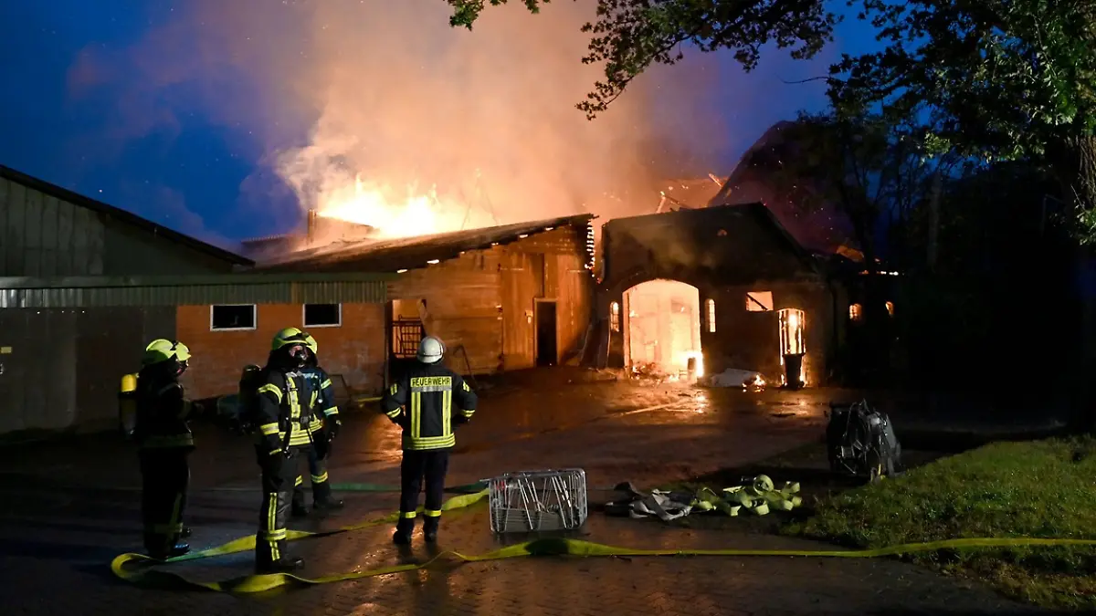 Die Flammen sind schon von Weitem zu erkennen.