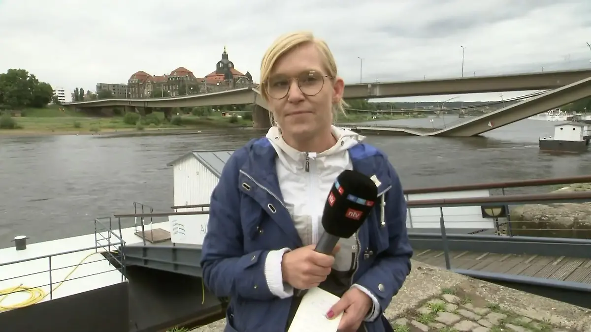 RTL-Reporterin Anne Schneemelcher hat neue Details Teile der Carolabrücke in Elbe eingestürzt