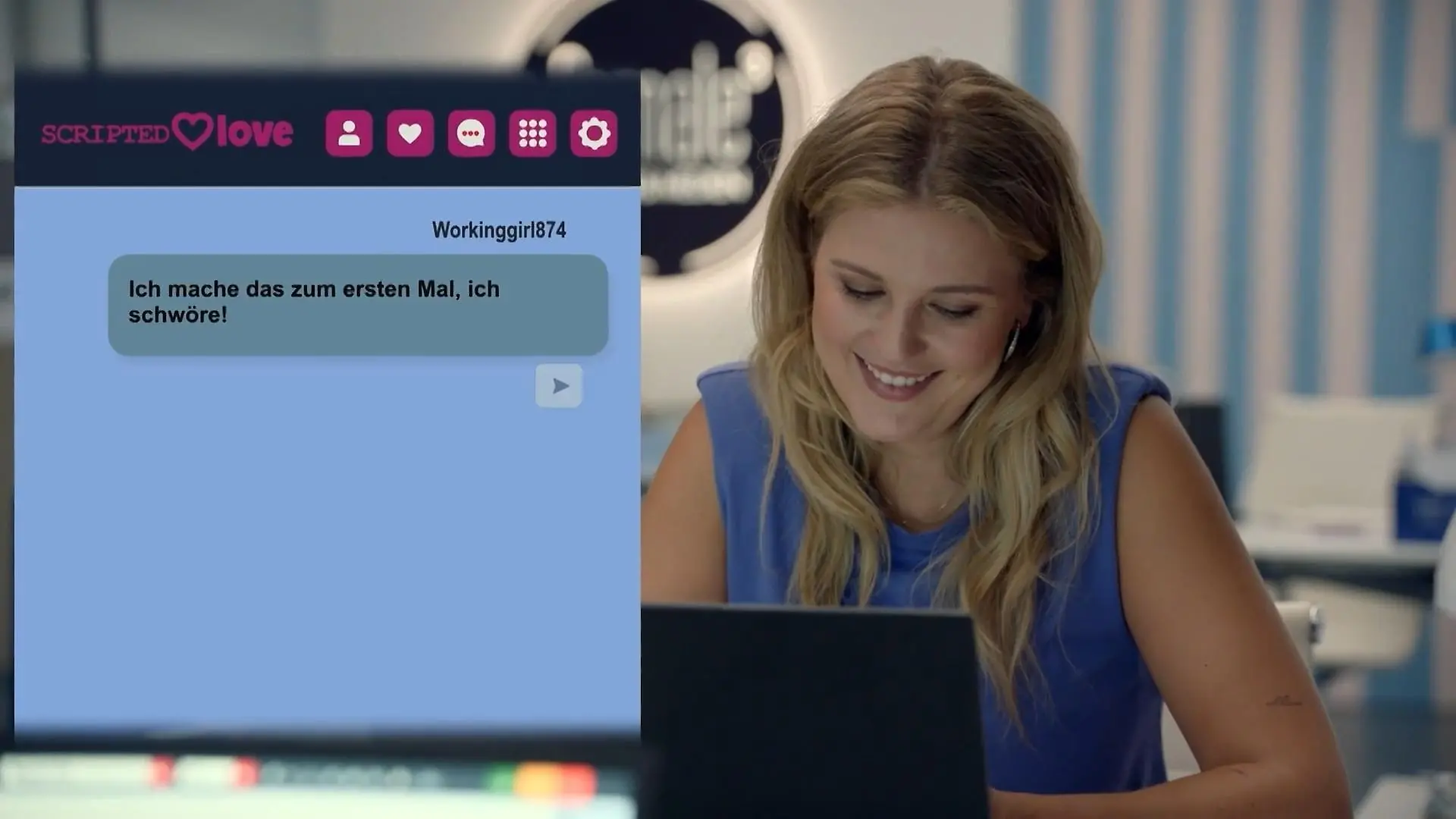 Alicia weiß nicht, mit wem sie da gerade chattet.