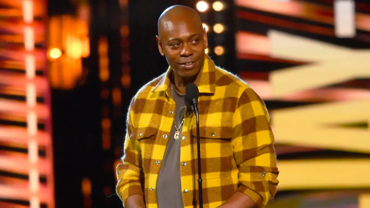 FILE - Dave Chappelle appears during the Rock & Roll Hall of Fame induction ceremony on Oct. 30, 2021, in Cleveland. Chappelle was tackled during a performance at the Hollywood Bowl Tuesday, May 3, 2022. Security guards chased and overpowered the attacker, and Chappelle was able to continue his performance while the man was taken away in an ambulance. (AP Photo/David Richard, File)