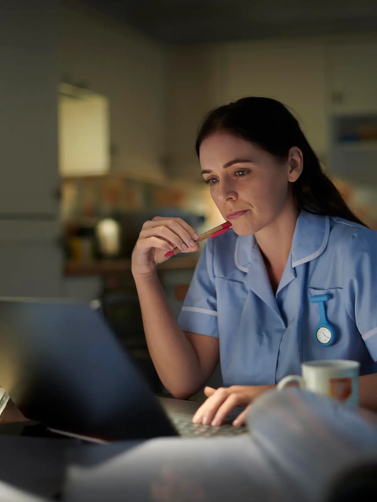 medical student burning the midnight oil after a long shift