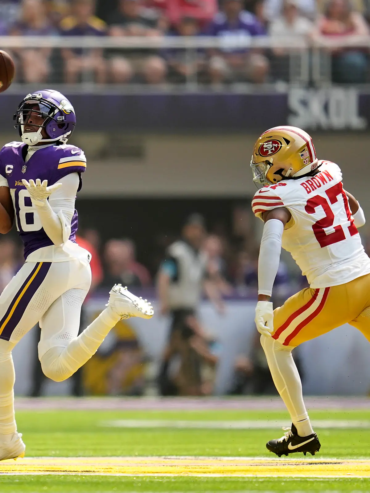 Justin Jefferson sprintete über das ganze Feld in die Endzone.