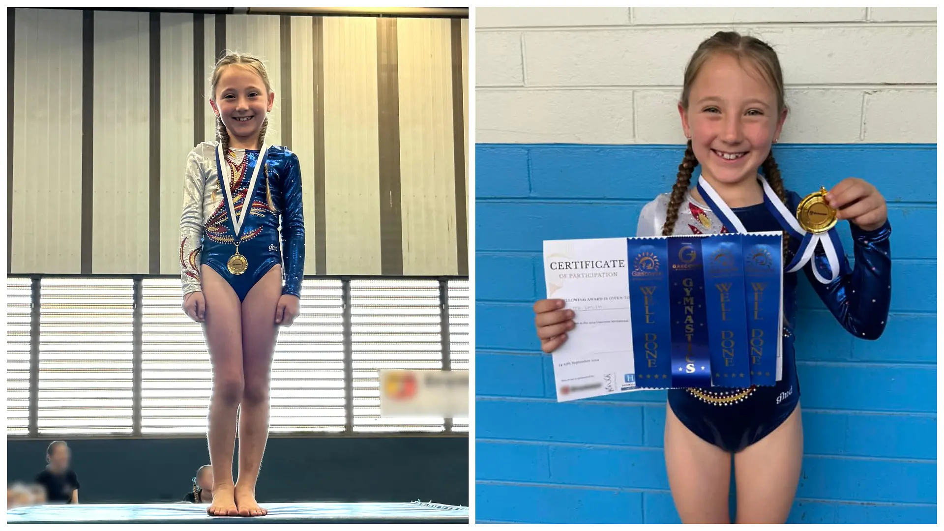 Cleo Smith lächelt in die Kamera. Auf einem Bild hält sie eine Urkunde und eine Goldmedaille in der Hand.