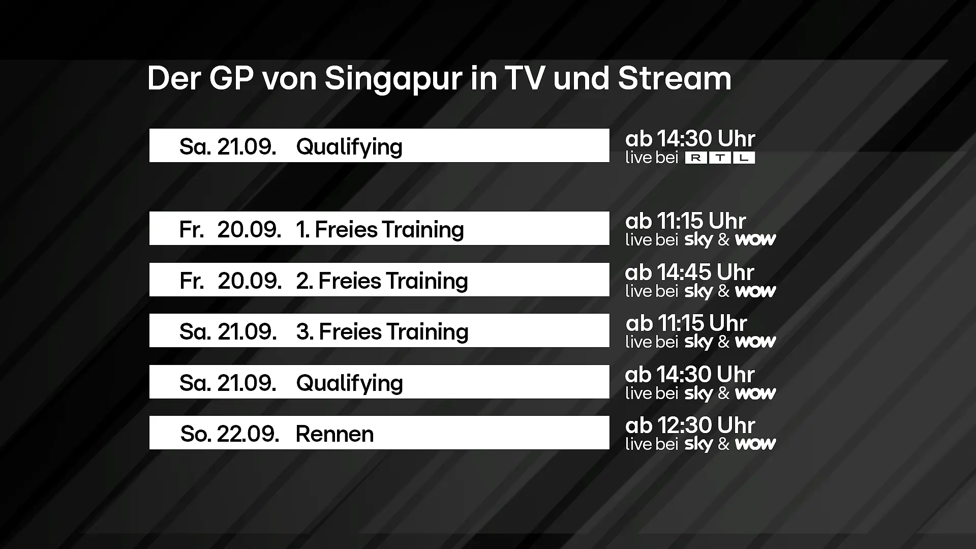 Formel 1 macht halt in Singapur.