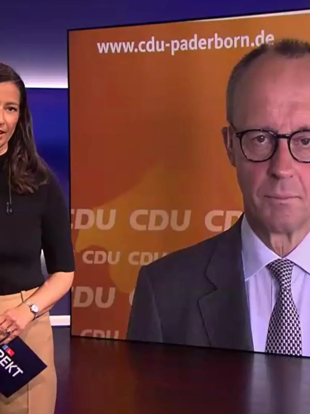 Friedrich Merz im Gespräch mit RTL-Moderatorin Pinar Atalay.