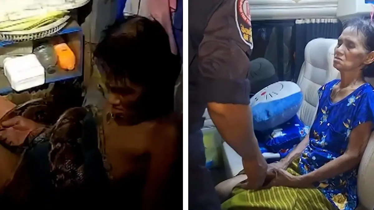 Giant snake attacks senior citizen Four hours in a stranglehold