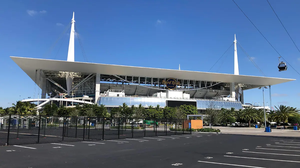  Hard Rock Stadium bei den Vorbereitungen auf den Super Bowl LIV am 2. Februar zwischen den Kansas City Chiefs und San Francisco 49ers - 22.01.2020: SB LIV im Hard Rock Stadium Miami *** Hard Rock Stadium during the preparations for the Super Bowl LIV on February 2 between the Kansas City Chiefs and San Francisco 49ers 22 01 2020 SB LIV at Hard Rock Stadium Miami